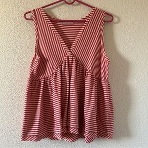 Ces Femme Peplum Babydoll Nautical Coastal Pin Up Stripped Tank Top Women’s S/M